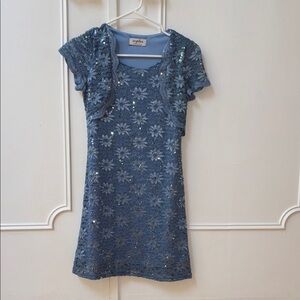 Blue Sequin Kids Formal Dress